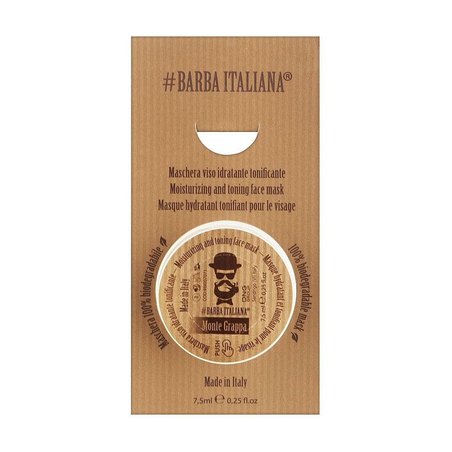 Чоловіча зволожувальна та тонізувальна маска для обличчя Barba Italiana Monte Grappa Moisturizing And Toning Face Mask, 7.5 мл